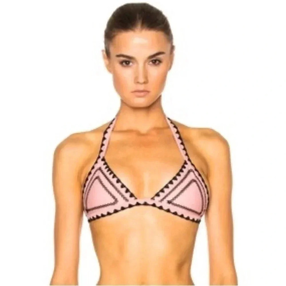 SAME Swim Catch String Bikini Top Rose & Black Size M Medium - Picture 1 of 5